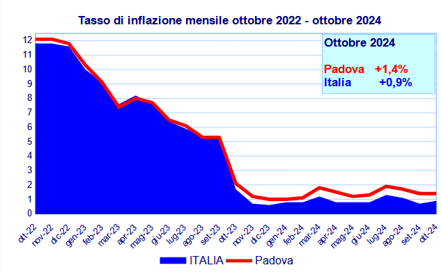 Grafico inflazione ottobre 2024